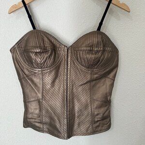 IDEOLOGY - Quilted Gold Leather Bustier / Corset, Size S